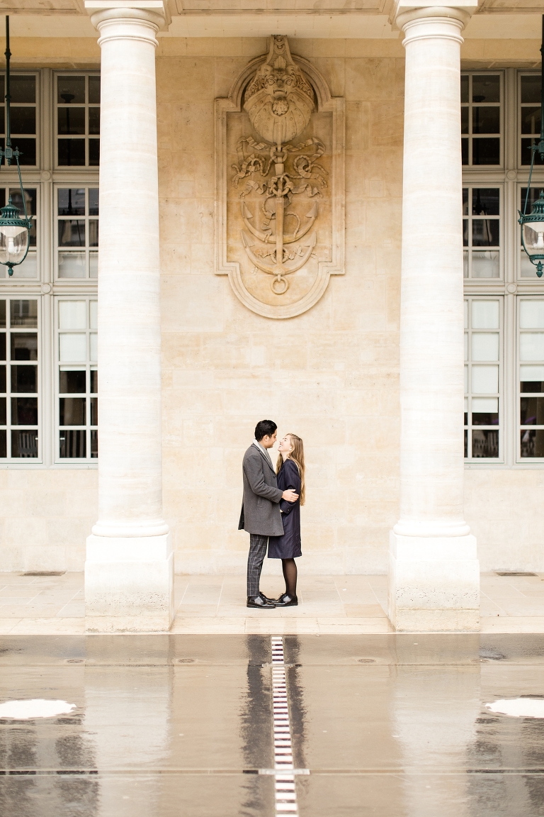 Palais Royal engagement photo. Paris engagement photographer. Whitney Hunt Photography.
