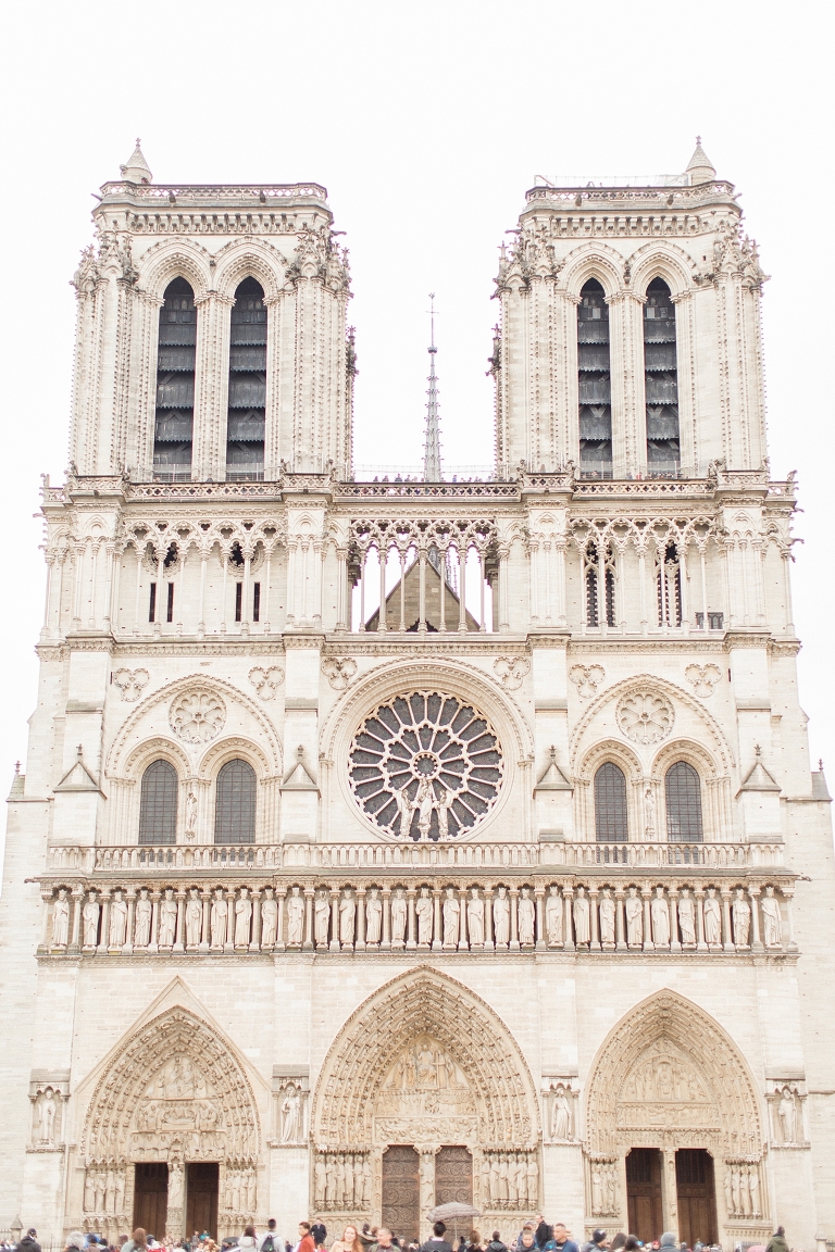 Photo of Notre Dame in Paris. Paris elopement location ideas. Paris wedding photographer.