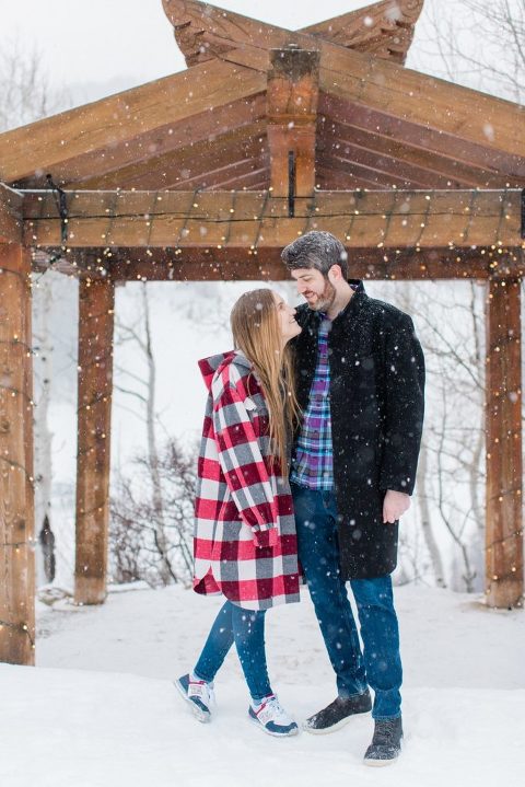 Stein Eriksen engagement session | Deer Valley Utah engagement session | Snowy winter engagement session in Park City Utah | Winter mountain engagement session | Whitney Hunt Photography
