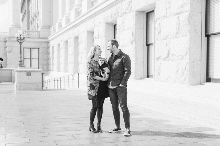 Winter engagement session at the Utah State Capitol | Black and white photos | Engagement session in Utah | Whitney Hunt Photography | Park City Utah Wedding Photographer