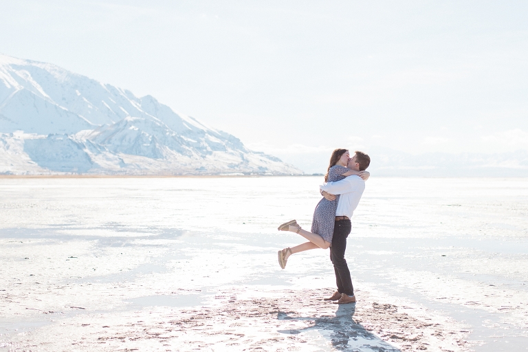 Another Saltair engagement session | Engagement pictures at Saltair beach in Utah | Looks just like the Utah salt flats | Whitney Hunt Photography | Park City Utah Wedding Photographer