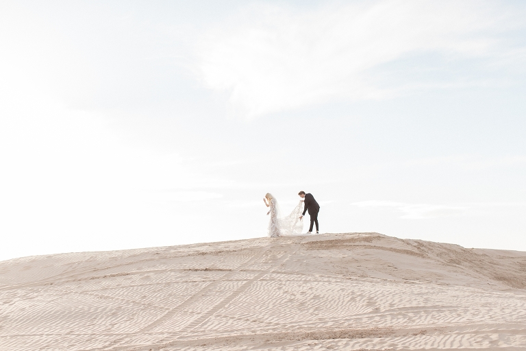 Little Sahara Sand Dunes Bridal Session | Sand Dune wedding photos | Utah desert first look | Whitney Hunt Photography | Park City Utah Wedding Photography