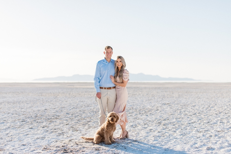 Saltair engagement pictures with a dog | Best locations for engagement pictures in Utah | Park City Utah Wedding Photographer | Whitney Hunt Photography